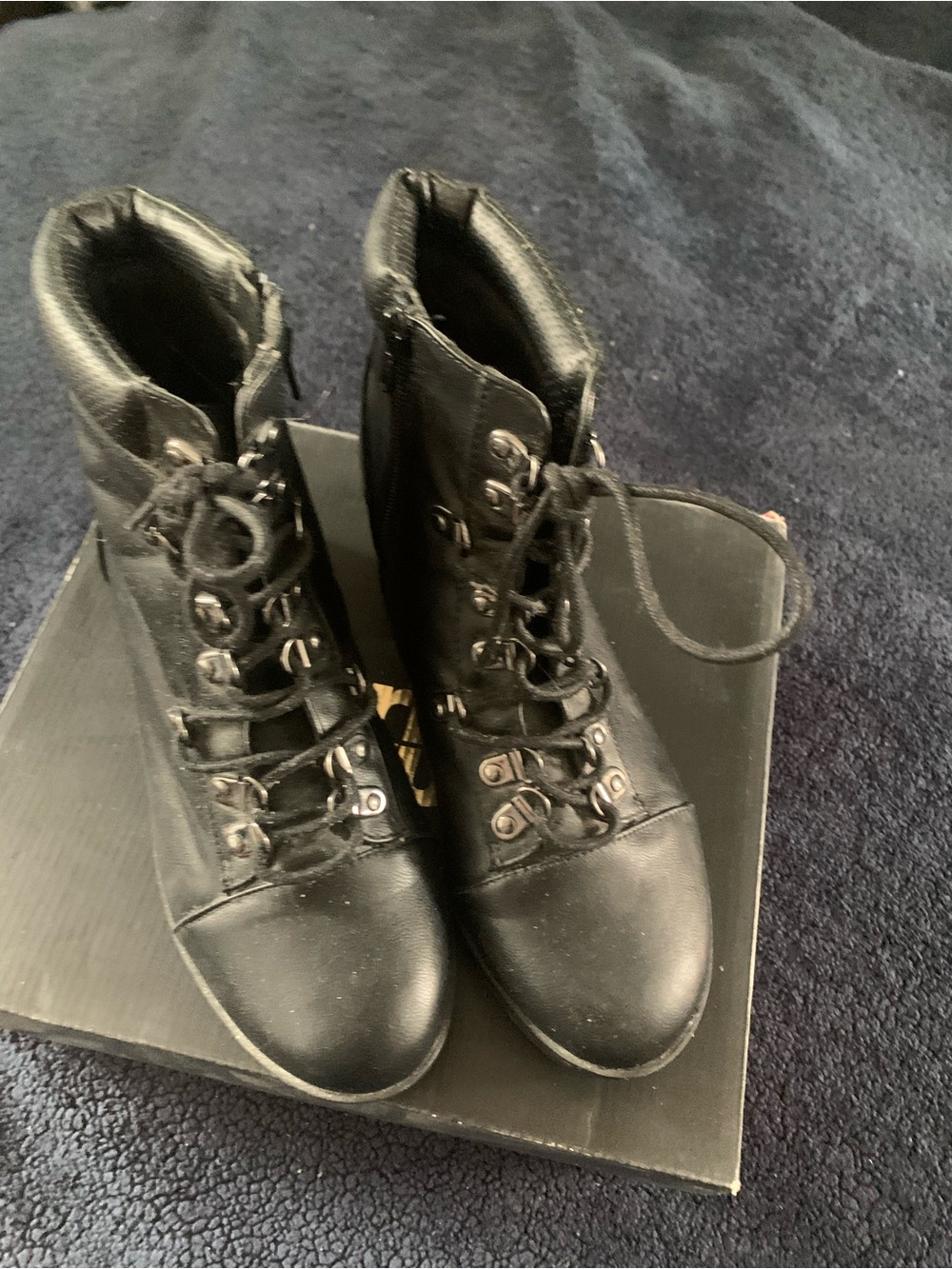 Express Black Lace-Up Ankle Boots with Metal Eyelets